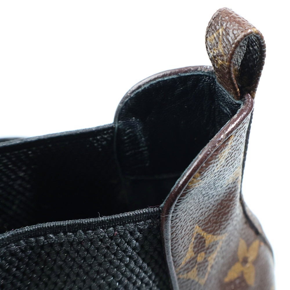 LOUIS VUITTON(ルイヴィトン) モノグラム PVC パテントレザー サイドゴア ストレートチップ ヒール ショートブーツ シューズ ブラウン レディース MA0174