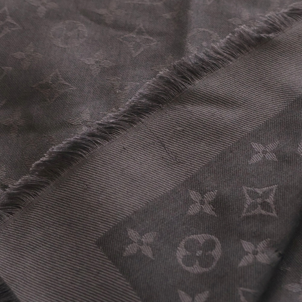 LOUIS VUITTON(ルイヴィトン) ショール・モノグラム アントラシット マフラー ストール シルク×ウール ブラック ダークグレー M74752 レディース