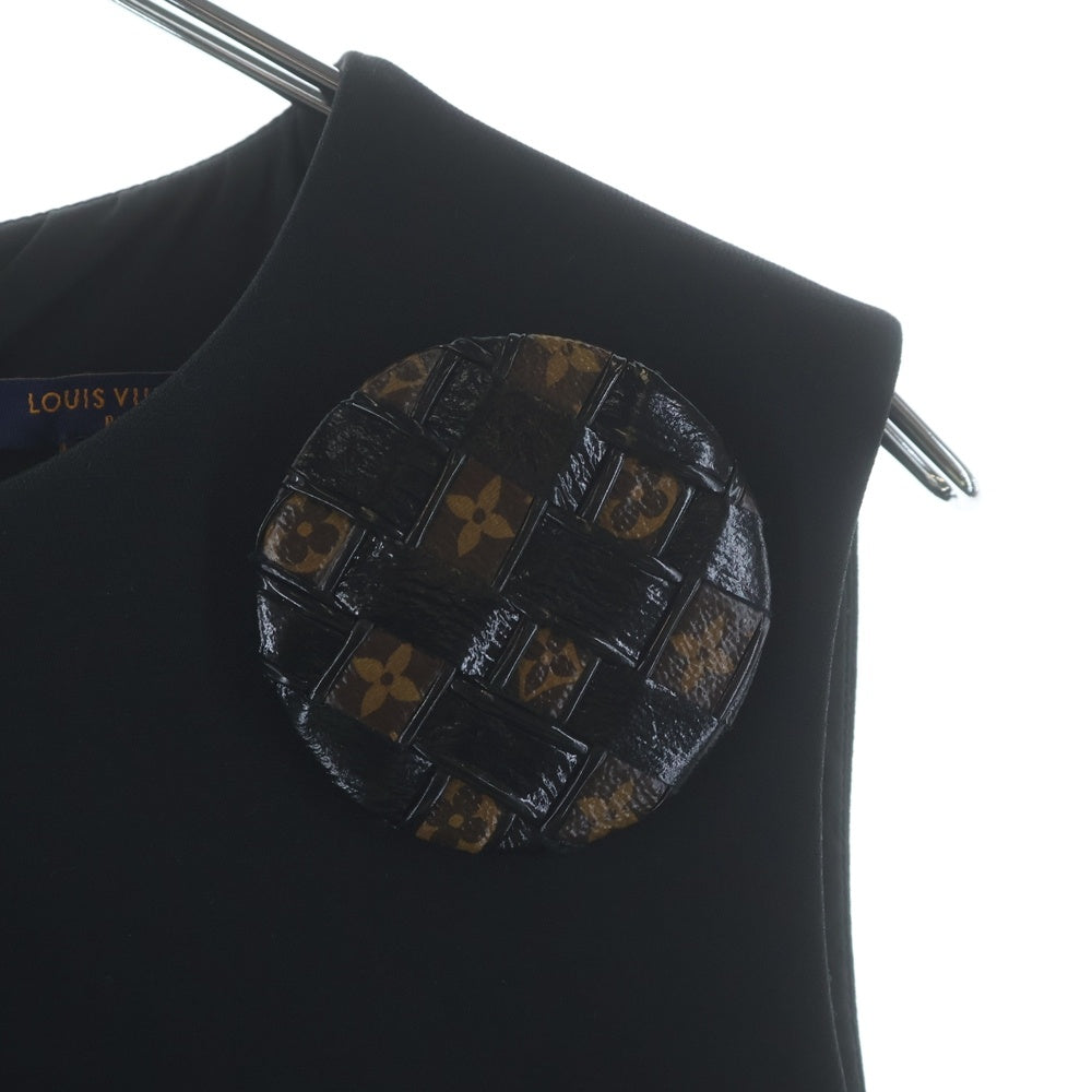 LOUIS VUITTON(ルイヴィトン) 23SS ビッグフラワーボタンワンピース ブラック ウールxシルク RW231B NQA FORO73 36 レディース