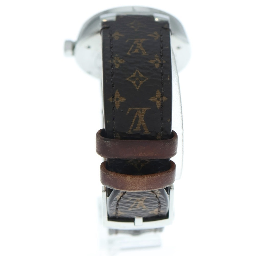 LOUIS VUITTON(ルイヴィトン) タンブールMM モノグラムホワイト文字盤 SSx革/QZ クォーツ 腕時計 QA116