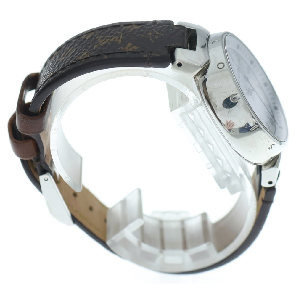 LOUIS VUITTON(ルイヴィトン) タンブールMM モノグラムホワイト文字盤 SSx革/QZ クォーツ 腕時計 QA116