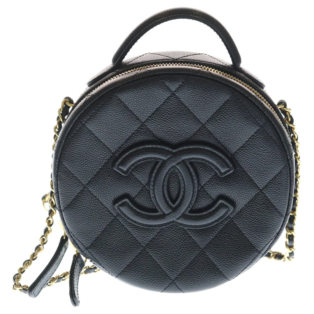 CHANEL(シャネル) スモールバニティケース チェーンバッグ ミニバッグ ショルダーバッグ ブラック キャビアスキン AS3875 ゴールド金具 レディース