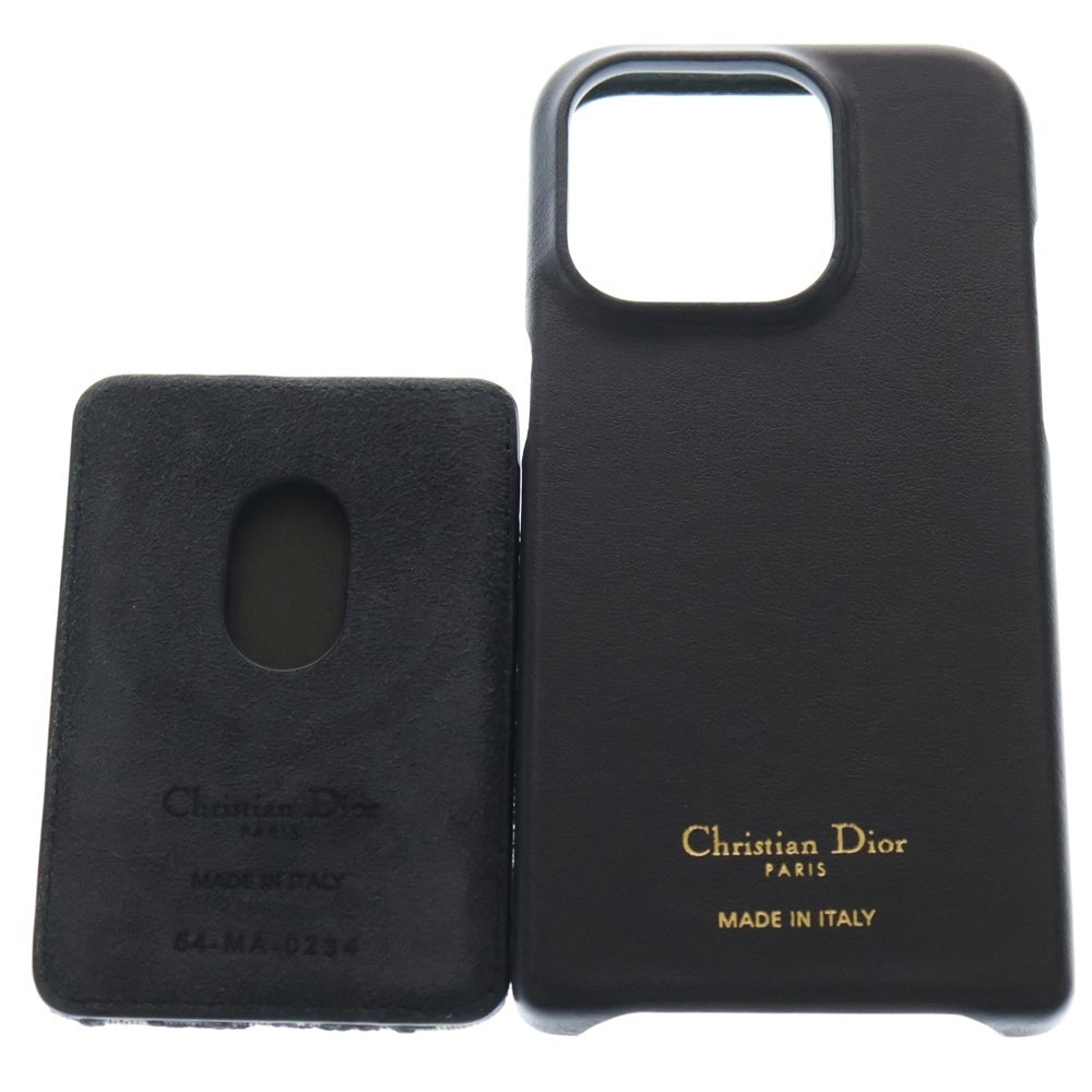 Christian Dior(クリスチャンディオール) オブリーク アイフォンケース iPhone15 マグネット カードケース キャンバス レザー
