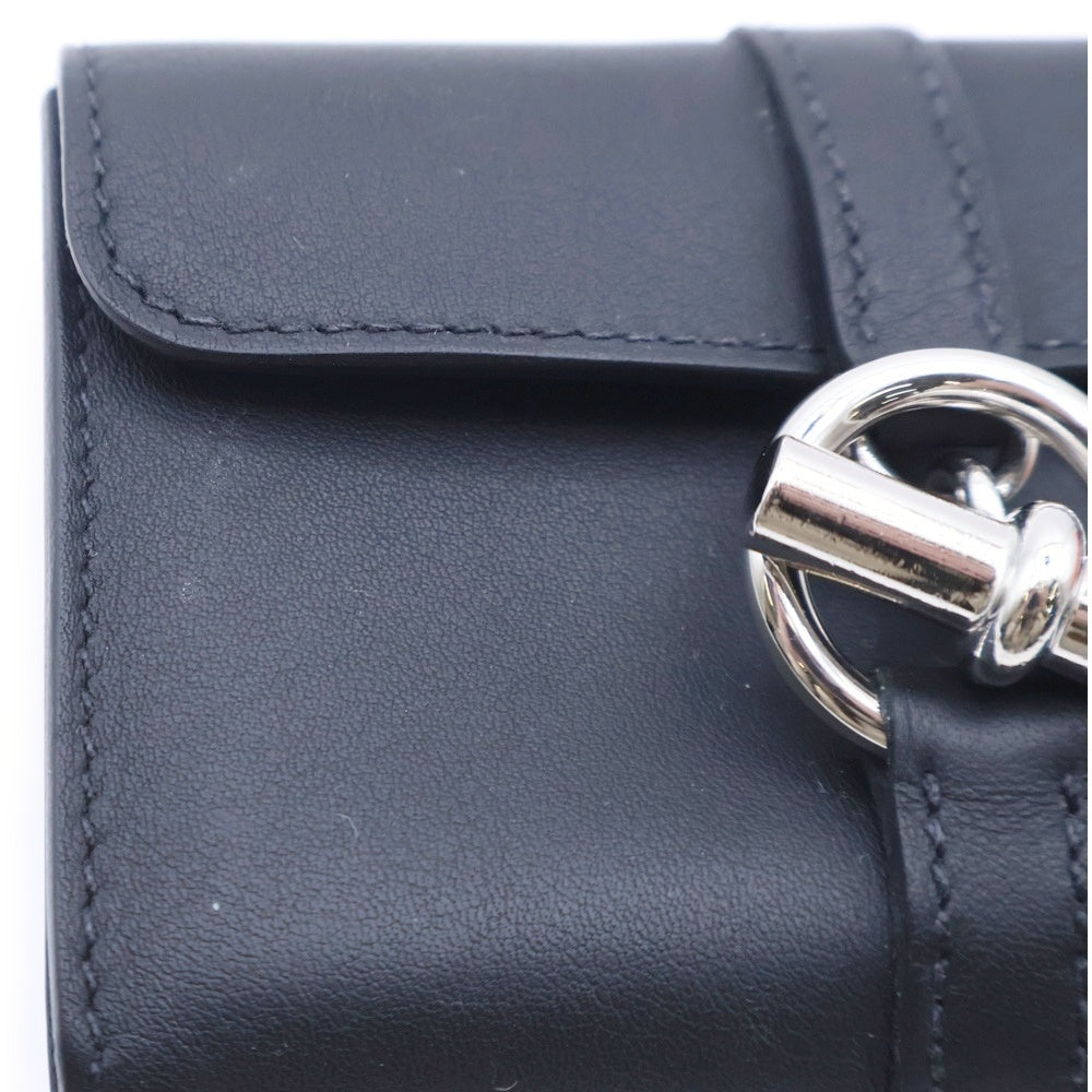 HERMES(エルメス) グレナンコンパクト コンパクトウォレット 三つ折り財布 ブラック ノワール スイフト K刻印 シルバー金具