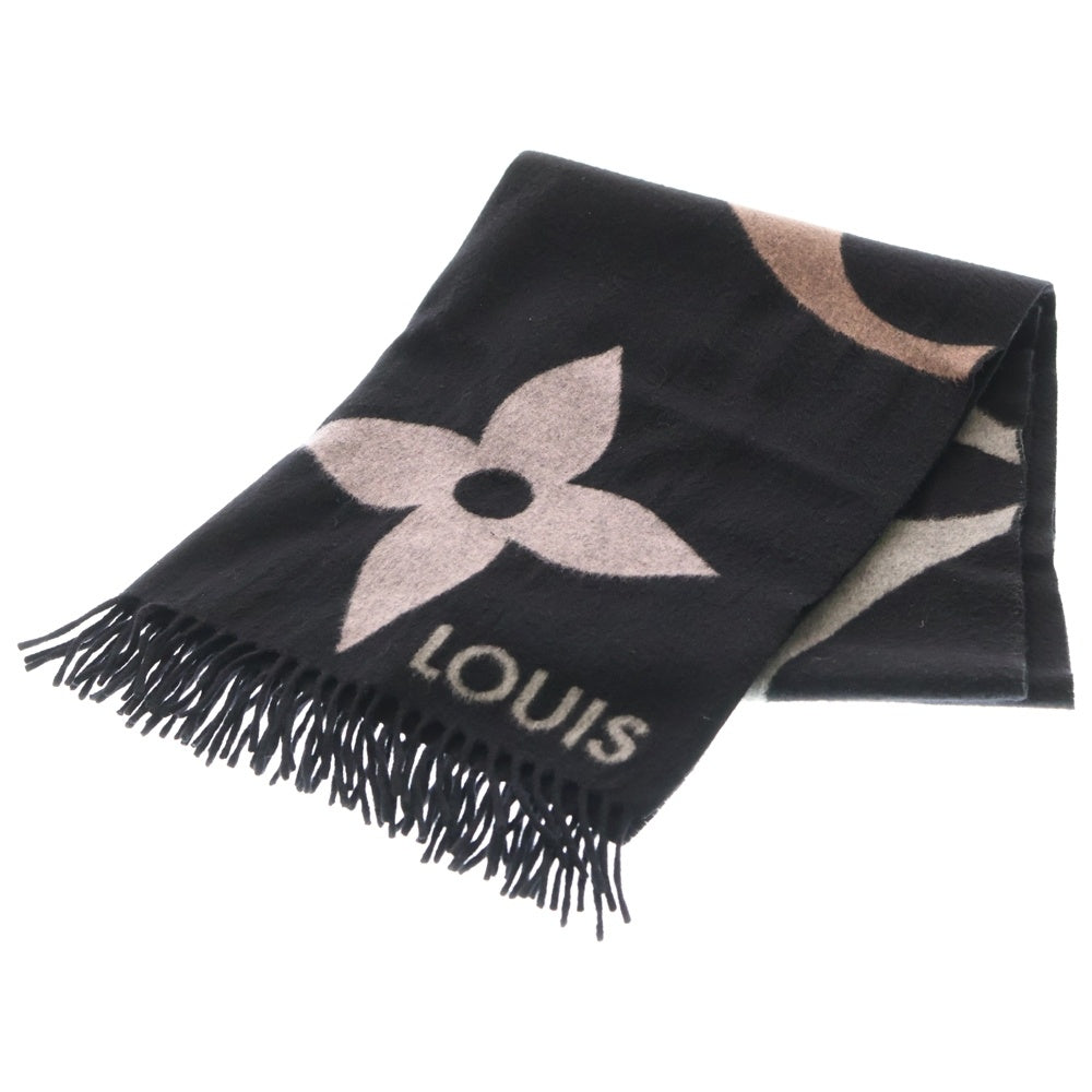 LOUIS VUITTON(ルイヴィトン) ジ アルティメット モノグラム ウールカシミヤマフラー ブラック M76383 レディース