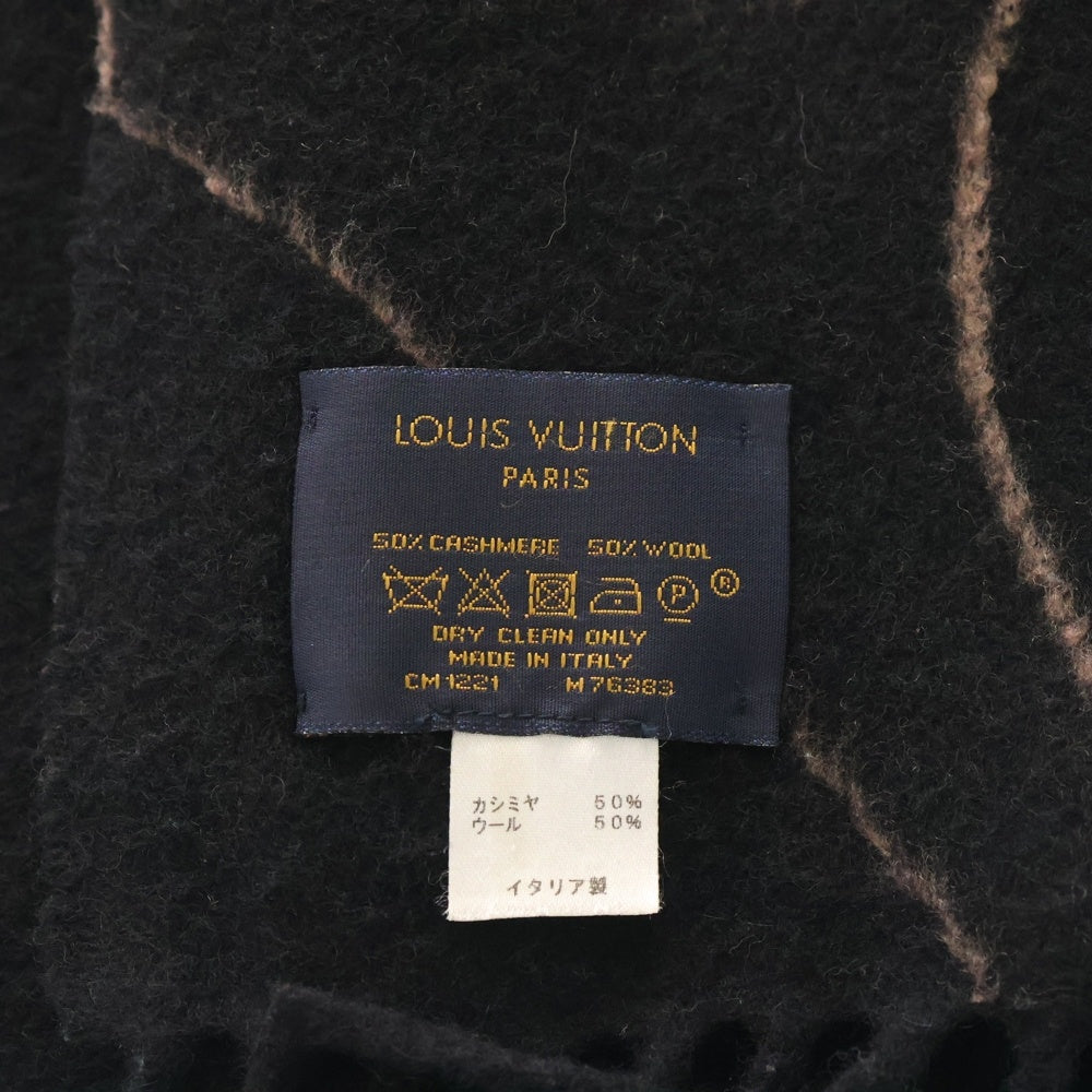 LOUIS VUITTON(ルイヴィトン) ジ アルティメット モノグラム ウールカシミヤマフラー ブラック M76383 レディース