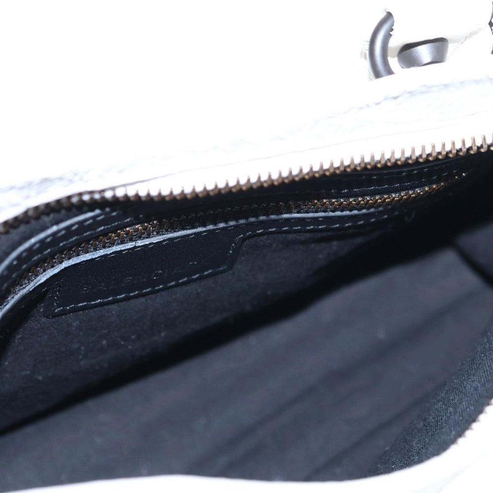 BALENCIAGA(バレンシアガ) LE CITY ル シティ ミニ 2WAY レザー ハンドバッグ ショルダーバッグ ホワイト レザー 806395 ブラック金具 レディース