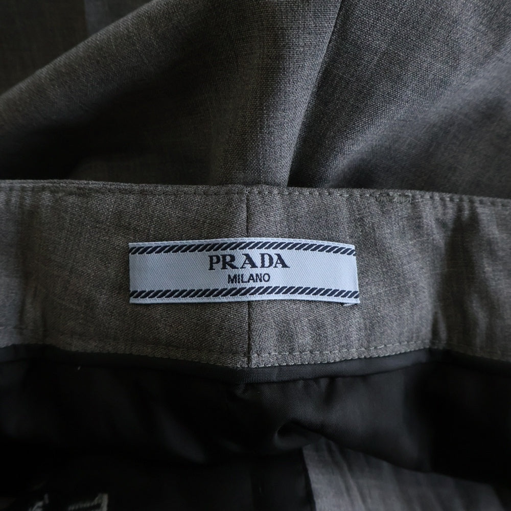 PRADA(プラダ) ヴァージンウール タック入りワイドスラックス グレー DNA91E レディース