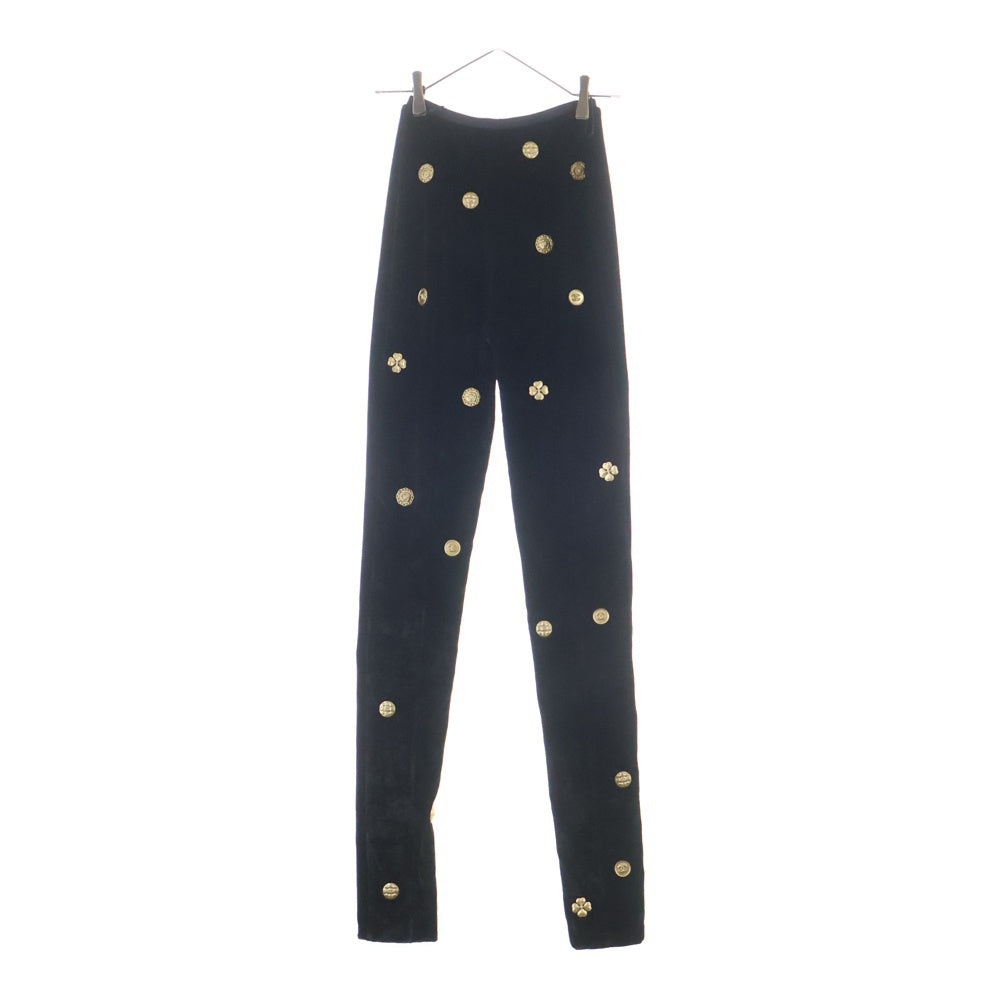 CHANEL(シャネル) 21AW ココマークボタン アイコンモチーフ ベロア レギンス パンツ ブラック レディース P70753