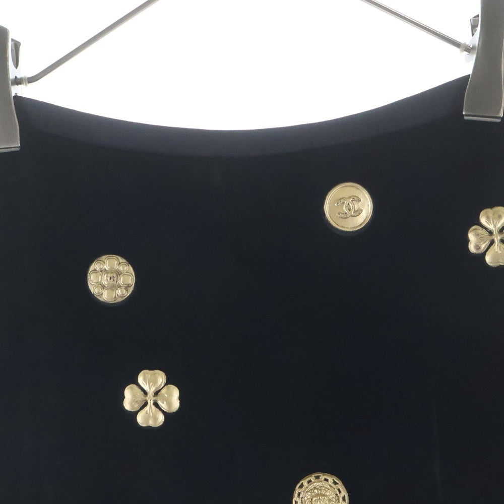 CHANEL(シャネル) 21AW ココマークボタン アイコンモチーフ ベロア レギンス パンツ ブラック レディース P70753