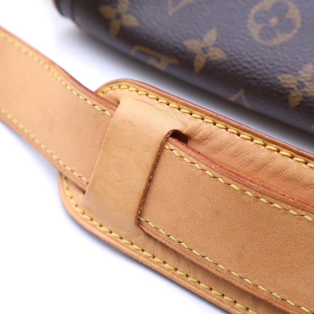 LOUIS VUITTON(ルイヴィトン) モノグラム ハドソンPM ショルダーバッグ ブラウン レザー×PVC M40027 ゴールド金具 レディース