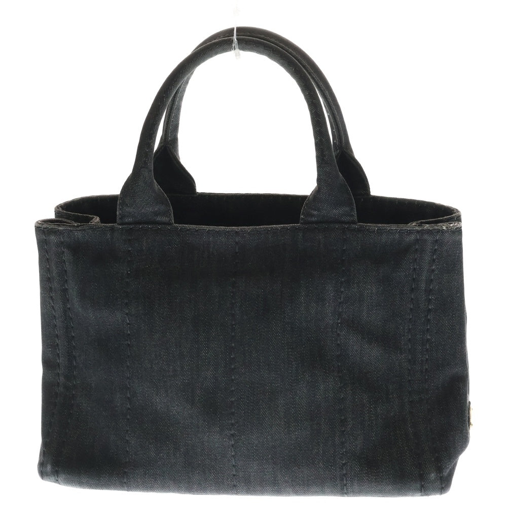 PRADA(プラダ) カナパ デニム トートバッグ ハンドバッグ ブラック デニム ゴールド金具 レディース