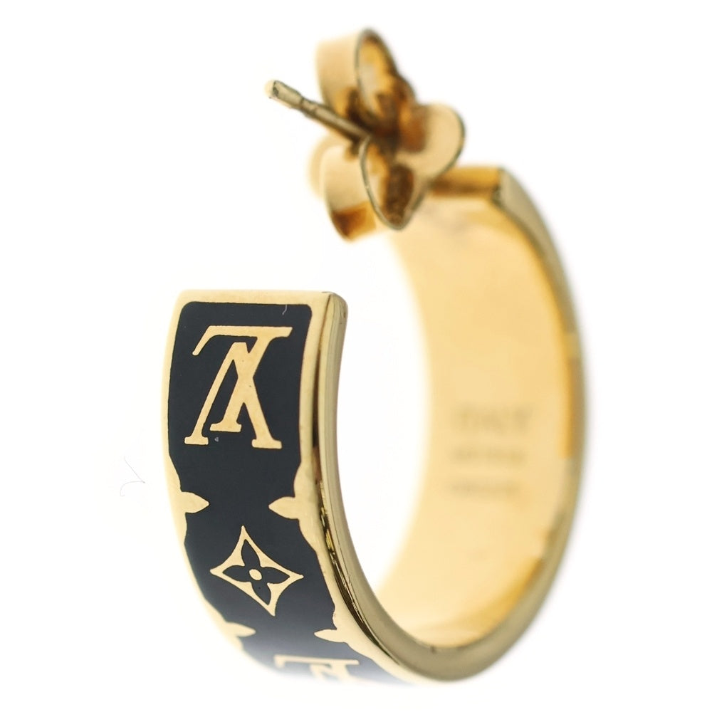 LOUIS VUITTON(ルイヴィトン) ナノグラム フープピアス ゴールド×ブラック GP M01833 レディース