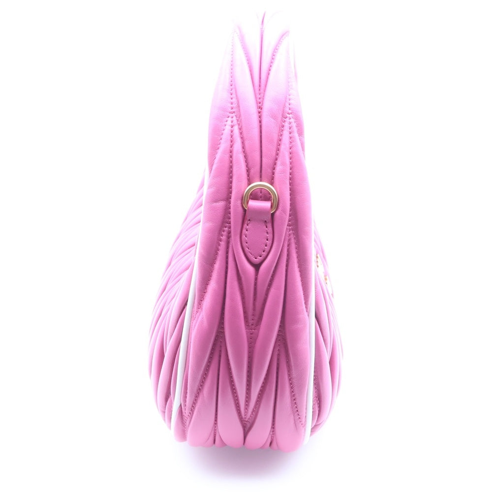 miumiu(ミュウミュウ) マテラッセ ワンダー ホーボーバッグ ハンドバッグ ショルダーバッグ 2WAYバッグ ピンク レザー 5BC125 ゴールド金具 レディース