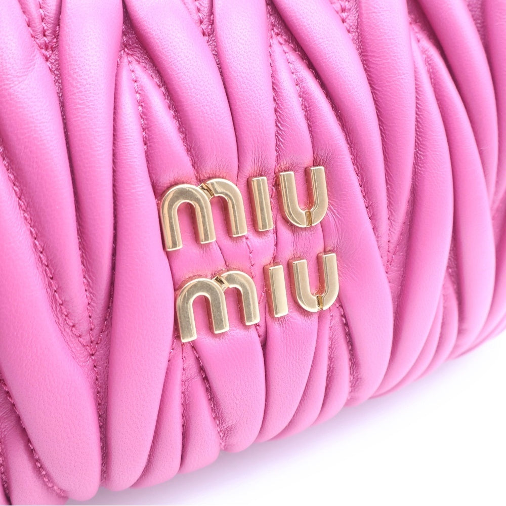 miumiu(ミュウミュウ) マテラッセ ワンダー ホーボーバッグ ハンドバッグ ショルダーバッグ 2WAYバッグ ピンク レザー 5BC125 ゴールド金具 レディース