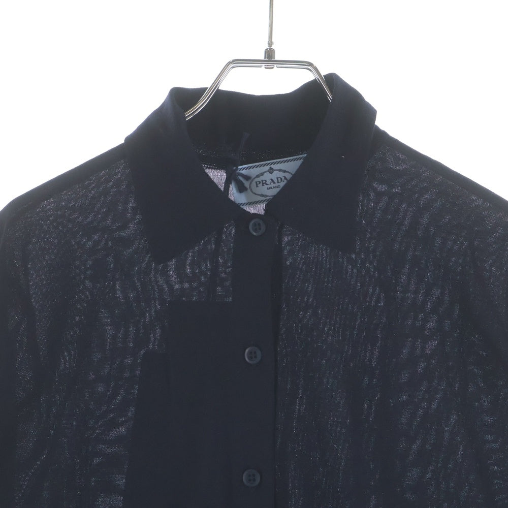 PRADA(プラダ) ウールニット 長袖ポロシャツ ネイビー レディース DNA00T S000 145T