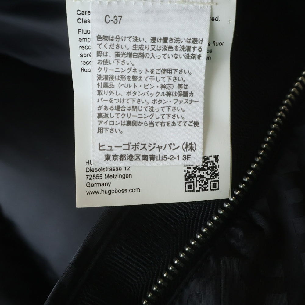BOSS(ボス) レザーパッチ ロゴ総柄 フーデッド ジップアップ ジャケット ブラック