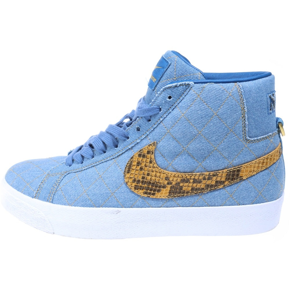 NIKE(ナイキ) ×SUPREME ZOOM BLAZER MID QS DENIM シュプリーム ズームブレザー デニム パイソン ミッドカットスニーカー インディゴ US9.5/27.5cm DX8421-400