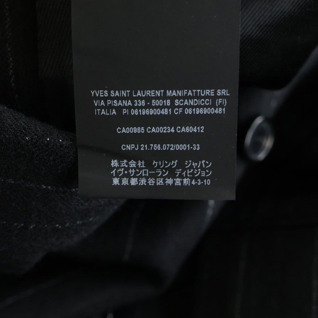 SAINT LAURENT PARIS(サンローランパリ) ストライプ総柄 ピークドラペル ダブルブレスト テーラードジャケット ブラック 653843