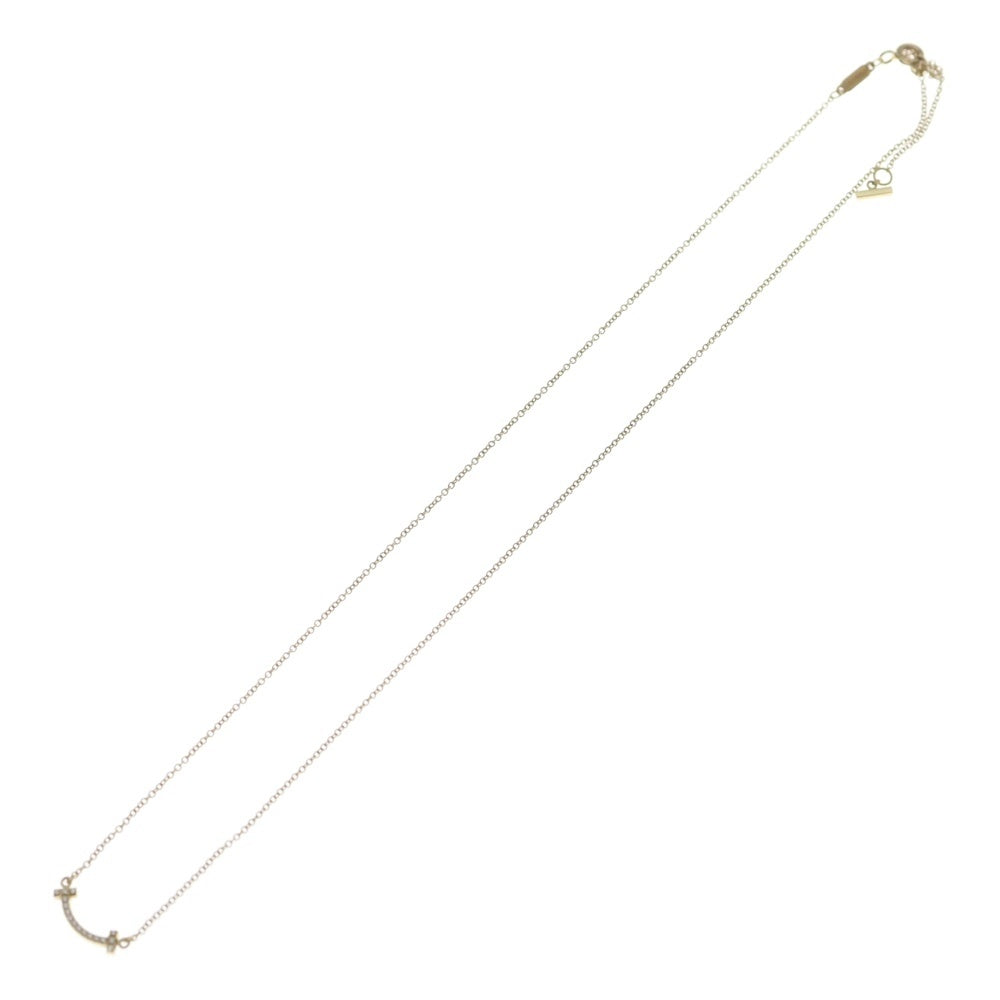 TIFFANY & Co.(ティファニー) Tスマイル ミニ ダイヤネックレス ペンダント チェーン ピンクゴールド Au750PG レディース
