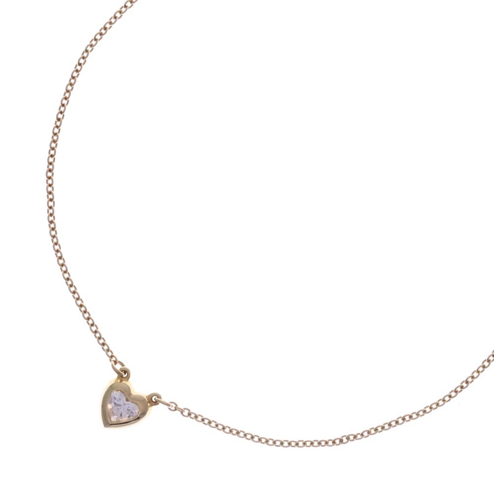 TIFFANY & Co.(ティファニー) バイザヤード ハート ダイヤ ネックレス ペンダント チェーン ゴールド Au750YG 2.4g レディース