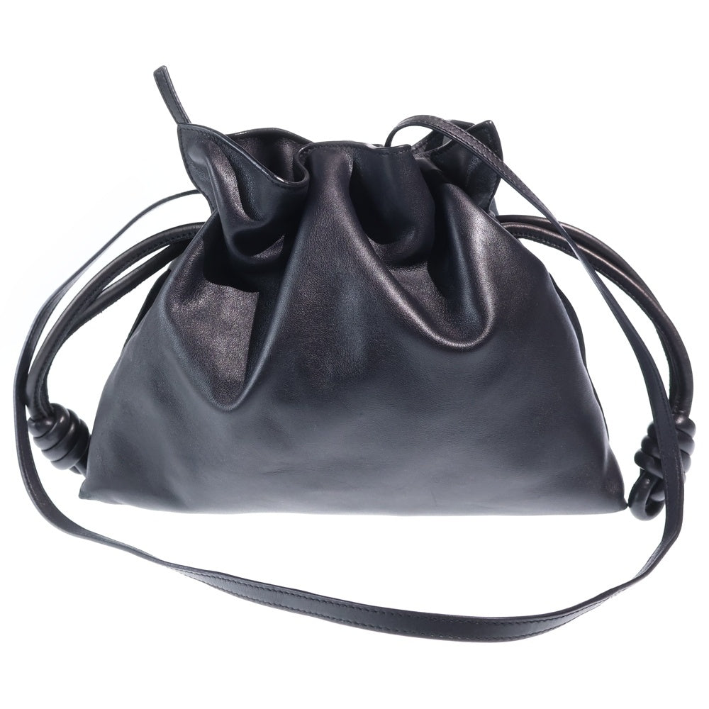 ENRIQUE LOEWE KNAPPE(エンリケ ロエベ ナッペ) フラメンコ ショルダーバッグ 巾着バッグ ブラック レザー レディース