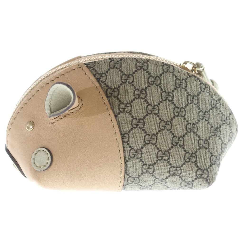 GUCCI(グッチ) GGプラス ピッグ コインケース 小物入れ ポーチ ベージュ PVC×レザー 256866 ゴールド金具 レディース