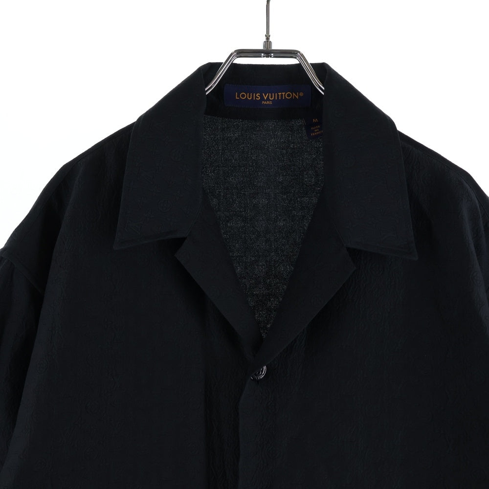 LOUIS VUITTON(ルイヴィトン) 23AW ミニモノグラム ジャガード コットン シルク 半袖 オープンカラーシャツ ブラック RM232Q ZO6 HPS51W