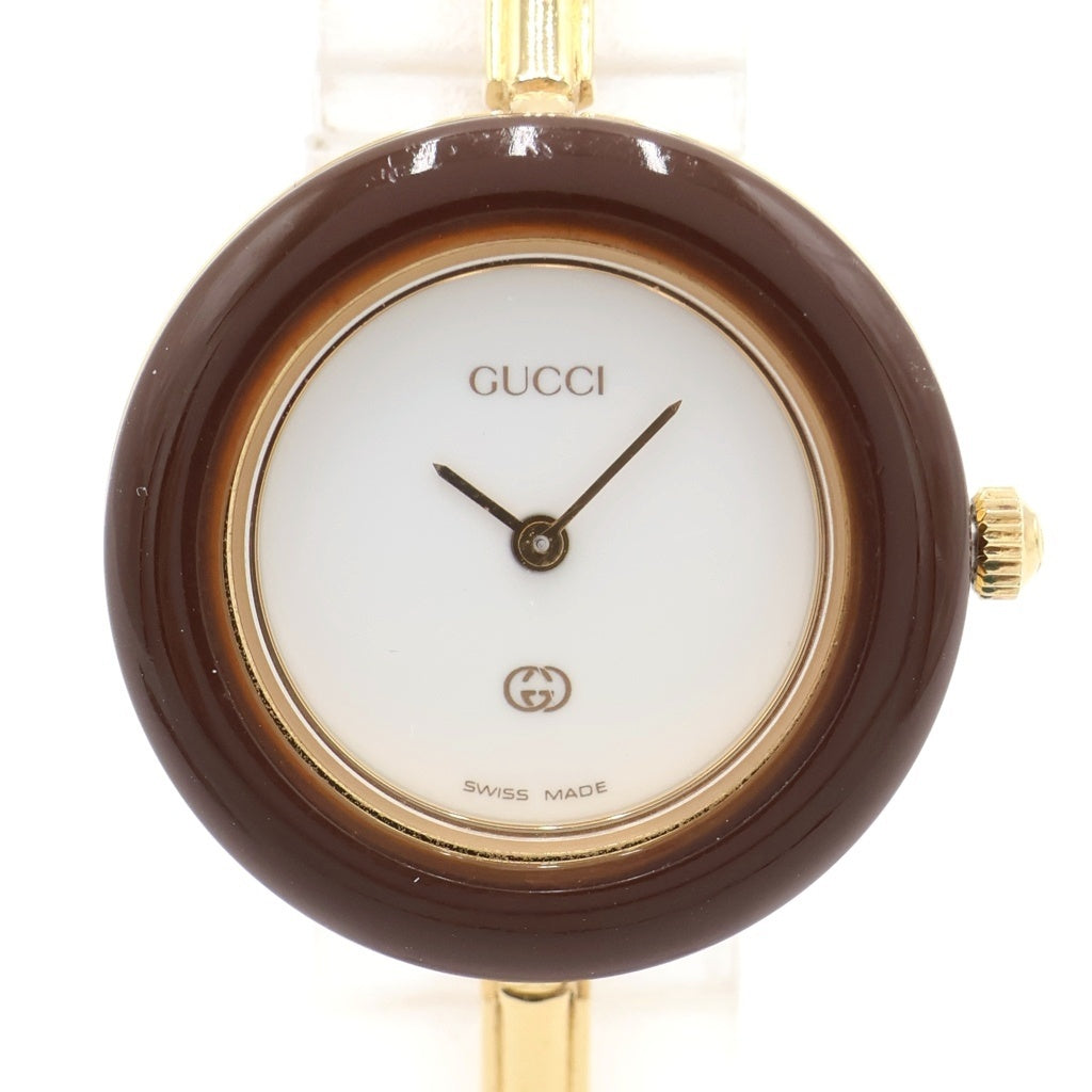GUCCI(グッチ) チェンジベゼル 白文字盤 GP/QZ クォーツ 電池式 腕時計 11/12