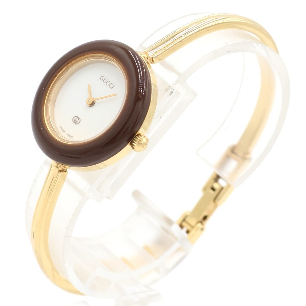GUCCI(グッチ) チェンジベゼル 白文字盤 GP/QZ クォーツ 電池式 腕時計 11/12