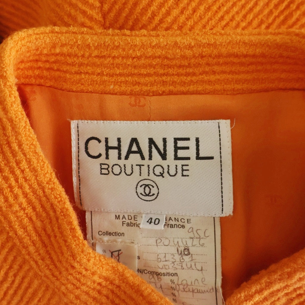 CHANEL(シャネル) ココボタン マルチポケットセットアップ ウールジャケット ミディアムスカート オレンジ #40 レディース