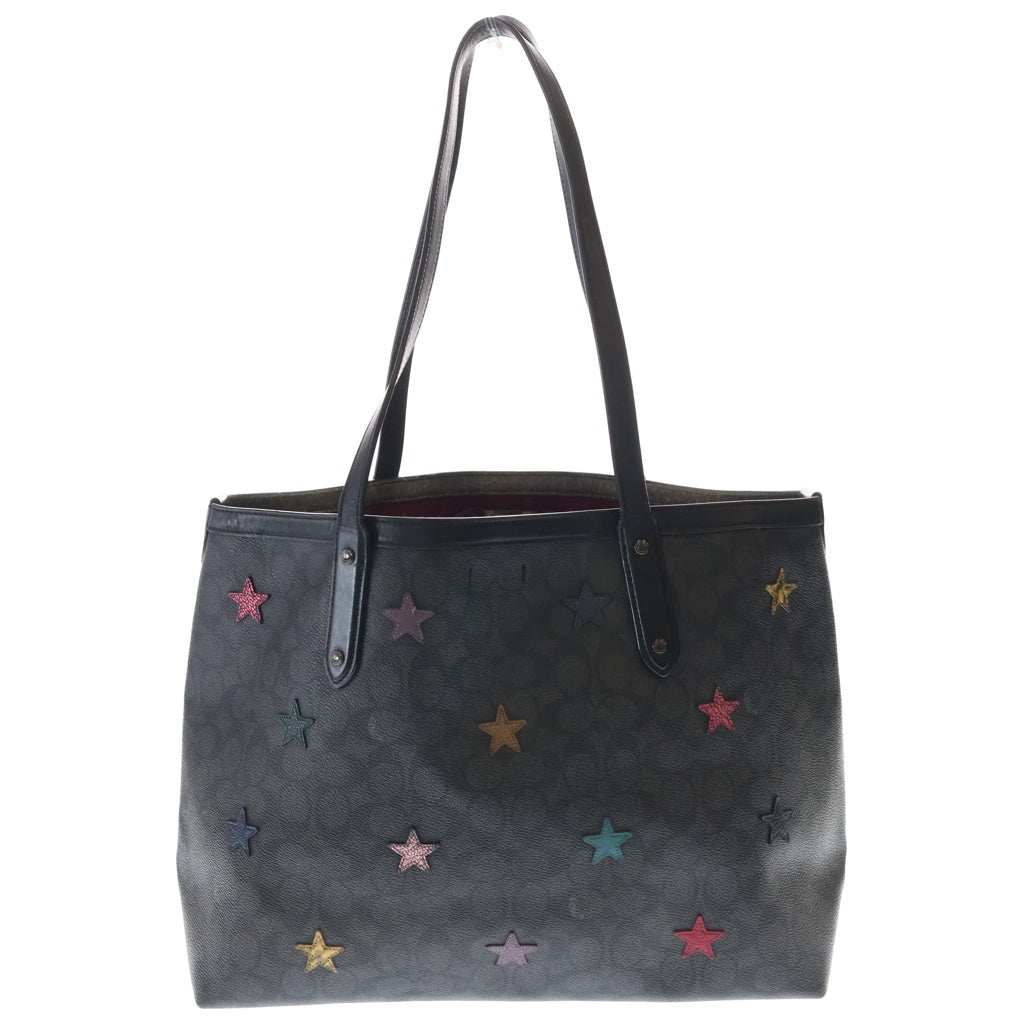 COACH(コーチ) シグネチャー PVC レザー スターモチーフ トートバッグ ブラック レディース