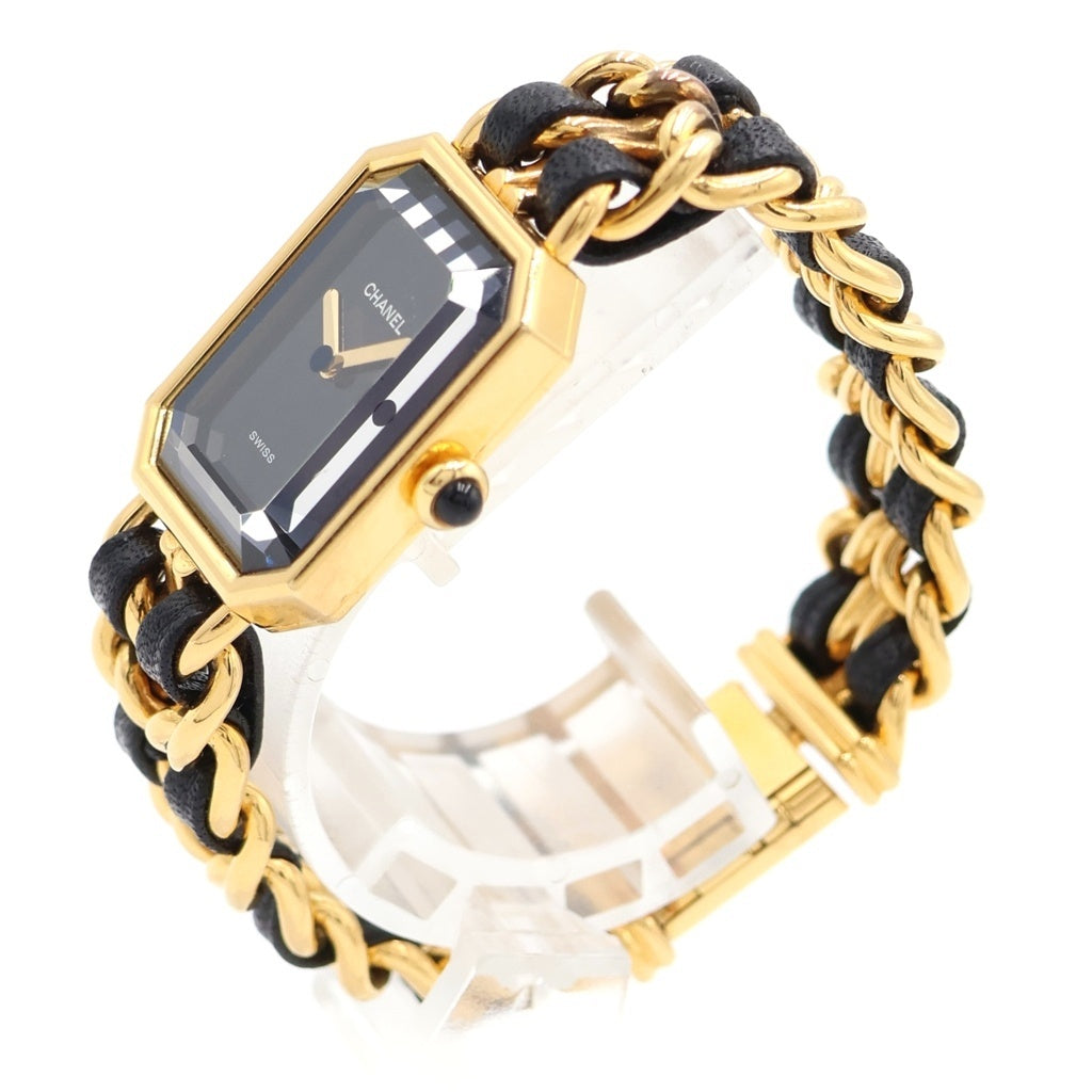 CHANEL(シャネル) プルミエールS 黒文字盤 GP×レザー/QZ クォーツ 電池式 腕時計 H0001