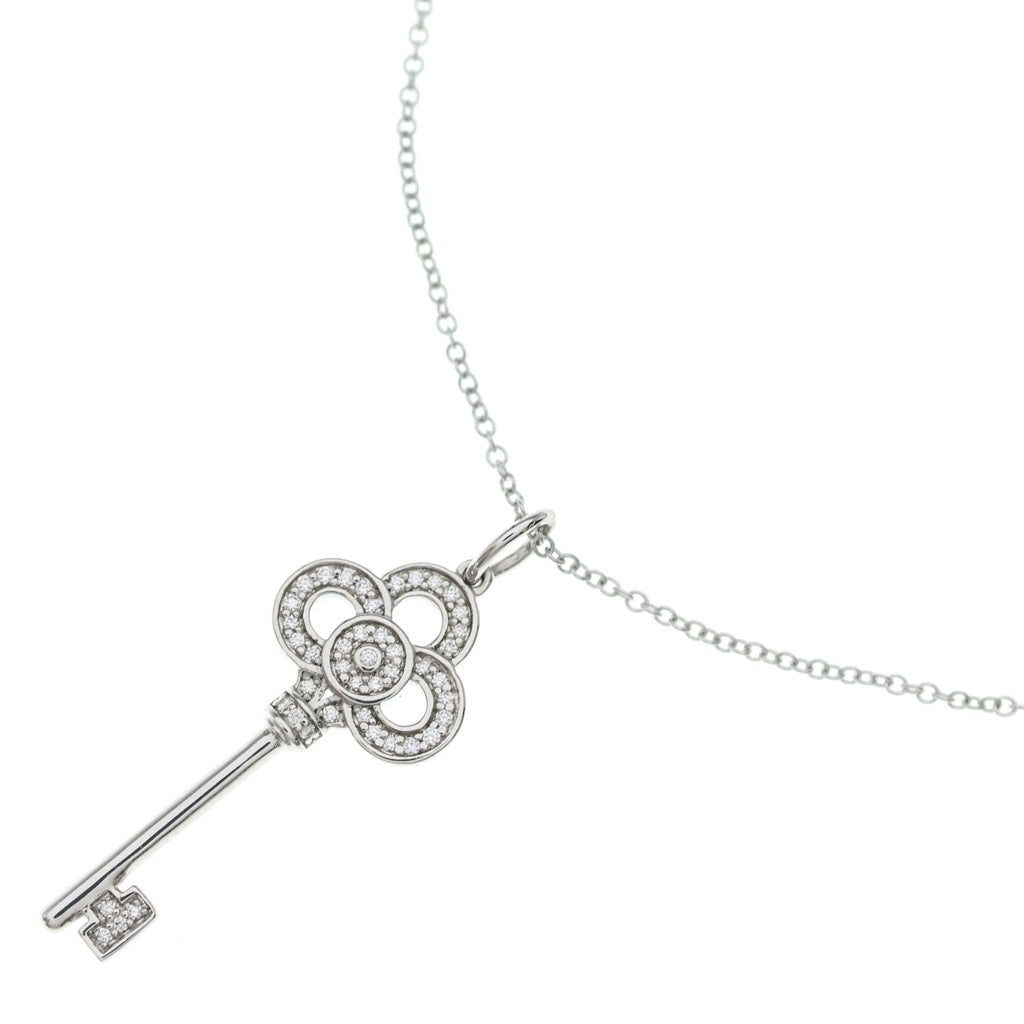 TIFFANY & Co.(ティファニー) フルールドリス キー ダイヤ ネックレス ペンダント チェーン シルバー 750WG 3.3g レディース