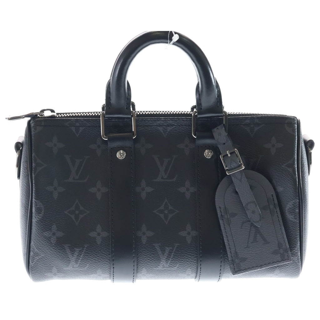 LOUIS VUITTON(ルイヴィトン) モノグラムエクリプス シティキーポル 2WAYバッグ ハンドバッグ ショルダーバッグ ボストンバッグ ブラック レザー×PVC M45936 シルバー金具 レディース