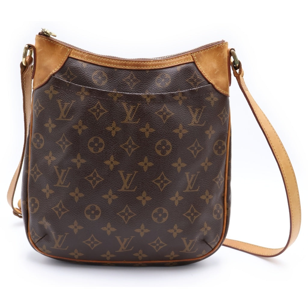 LOUIS VUITTON(ルイヴィトン) モノグラム オデオンPM ショルダーバッグ ブラウン レザー×PVC M56390 ゴールド金具 レディース