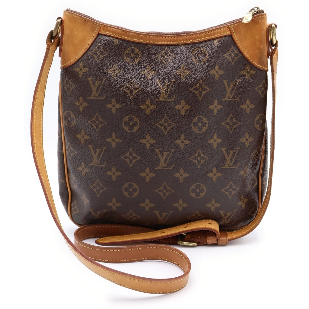 LOUIS VUITTON(ルイヴィトン) モノグラム オデオンPM ショルダーバッグ ブラウン レザー×PVC M56390 ゴールド金具 レディース