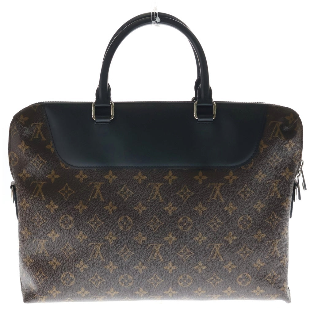 LOUIS VUITTON(ルイヴィトン) ポルトドキュマン ジュール NM モノグラムマカサー PVC レザー 2WAY ハンド ショルダー ビジネスバッグ シルバー金具 ブラウン/ブラック M54019