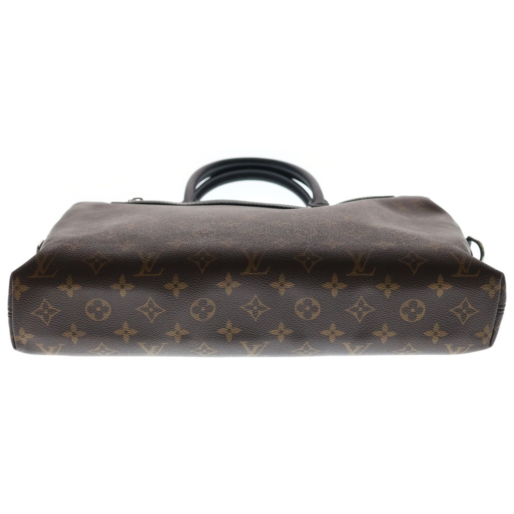 LOUIS VUITTON(ルイヴィトン) ポルトドキュマン ジュール NM モノグラムマカサー PVC レザー 2WAY ハンド ショルダー ビジネスバッグ シルバー金具 ブラウン/ブラック M54019