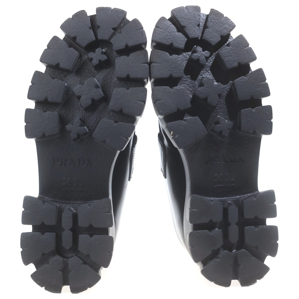 PRADA(プラダ) プラダ モノリス トライアングルロゴ レザーローファー ブラック 36 1/2 649 レディース