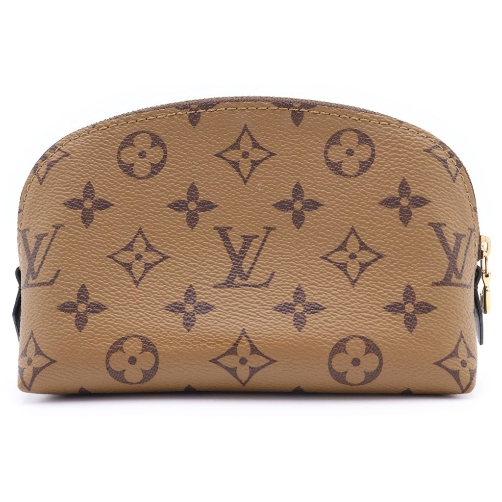 LOUIS VUITTON(ルイヴィトン) モノグラムリバース ポシェット・コスメティックPM ポーチ ケース ブラウン PVCレザー M11249 ゴールド金具 レディース
