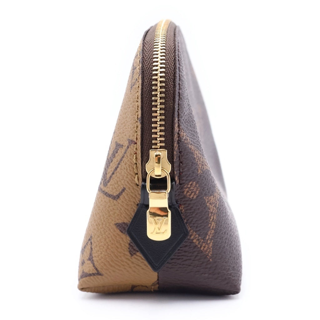 LOUIS VUITTON(ルイヴィトン) モノグラムリバース ポシェット・コスメティックPM ポーチ ケース ブラウン PVCレザー M11249 ゴールド金具 レディース
