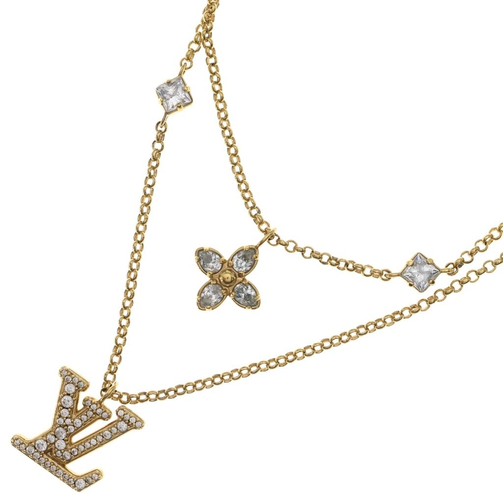 LOUIS VUITTON(ルイヴィトン) レディLV ラインストーン ネックレス M01845 GP ゴールド レディース