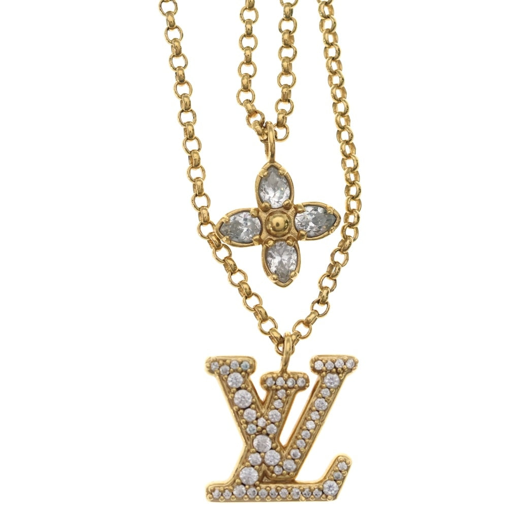 LOUIS VUITTON(ルイヴィトン) レディLV ラインストーン ネックレス M01845 GP ゴールド レディース