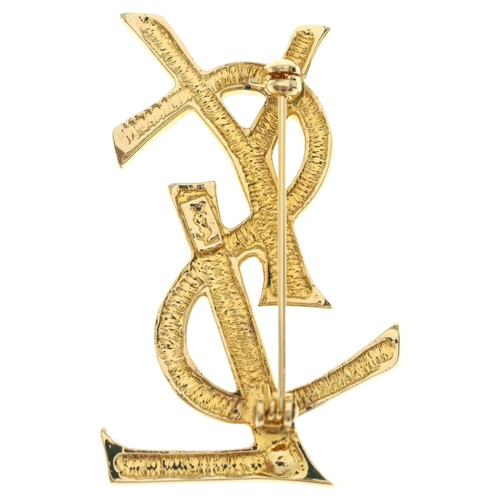 SAINT LAURENT PARIS(サンローランパリ) YSL カサンドラ ラインストーンブローチ ゴールド金具 レディース