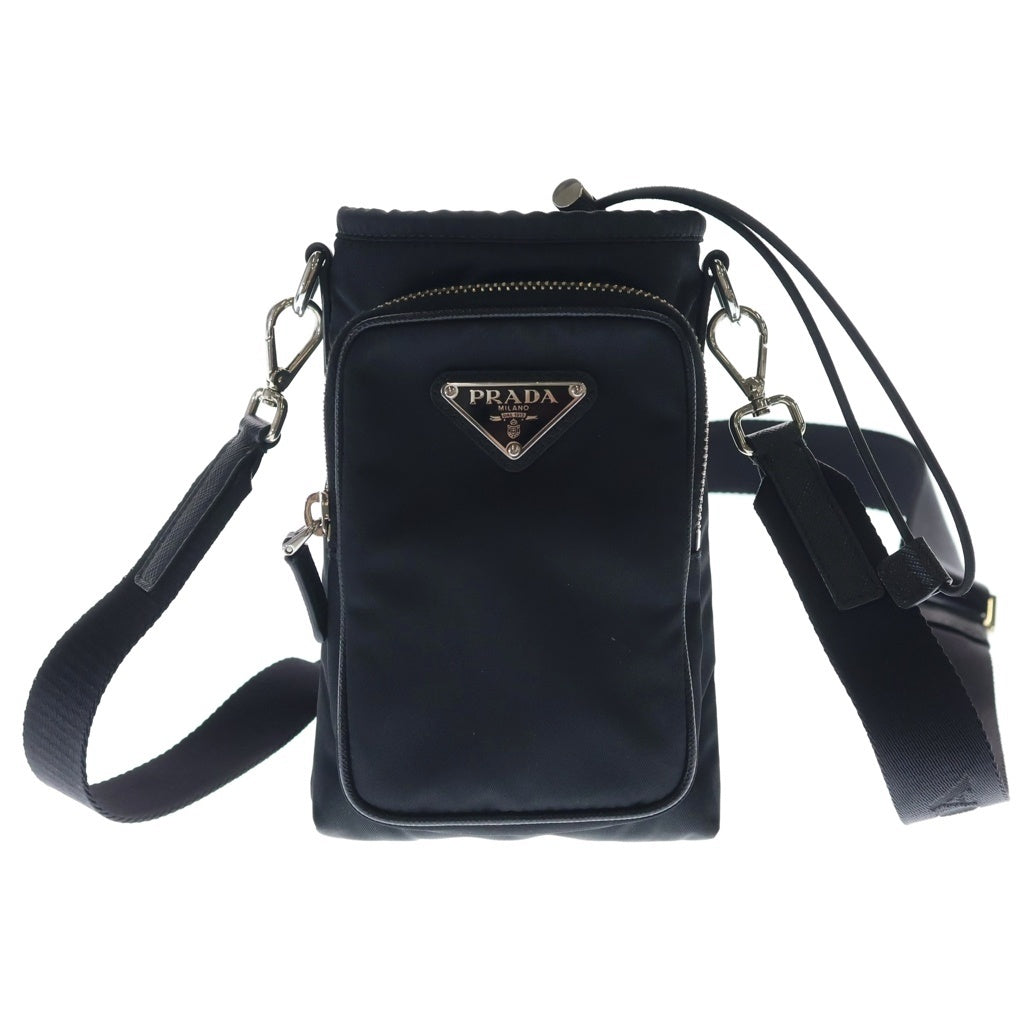 PRADA(プラダ) トライアングルロゴ クロスボディバッグ ショルダーバッグ ブラック ナイロン 2ZH155 シルバー金具 レディース