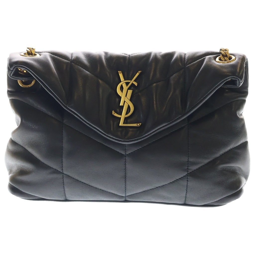SAINT LAURENT PARIS(サンローランパリ) ルル パファー チェーンショルダーバッグ ブラック レザー ラムスキン 577476 ゴールド金具 レディース