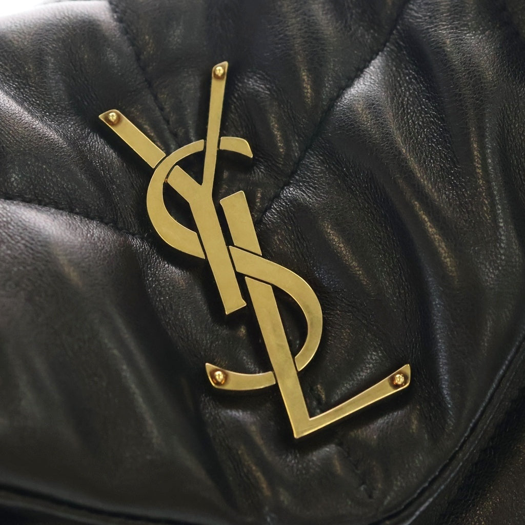 SAINT LAURENT PARIS(サンローランパリ) ルル パファー チェーンショルダーバッグ ブラック レザー ラムスキン 577476 ゴールド金具 レディース