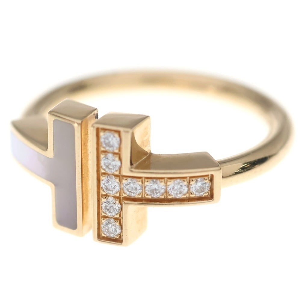 TIFFANY & Co.(ティファニー) Tワイヤー リング マザーオブパール×ダイヤモンド ピンクゴールド PG Au750 K18 指輪 ジュエリー レディース