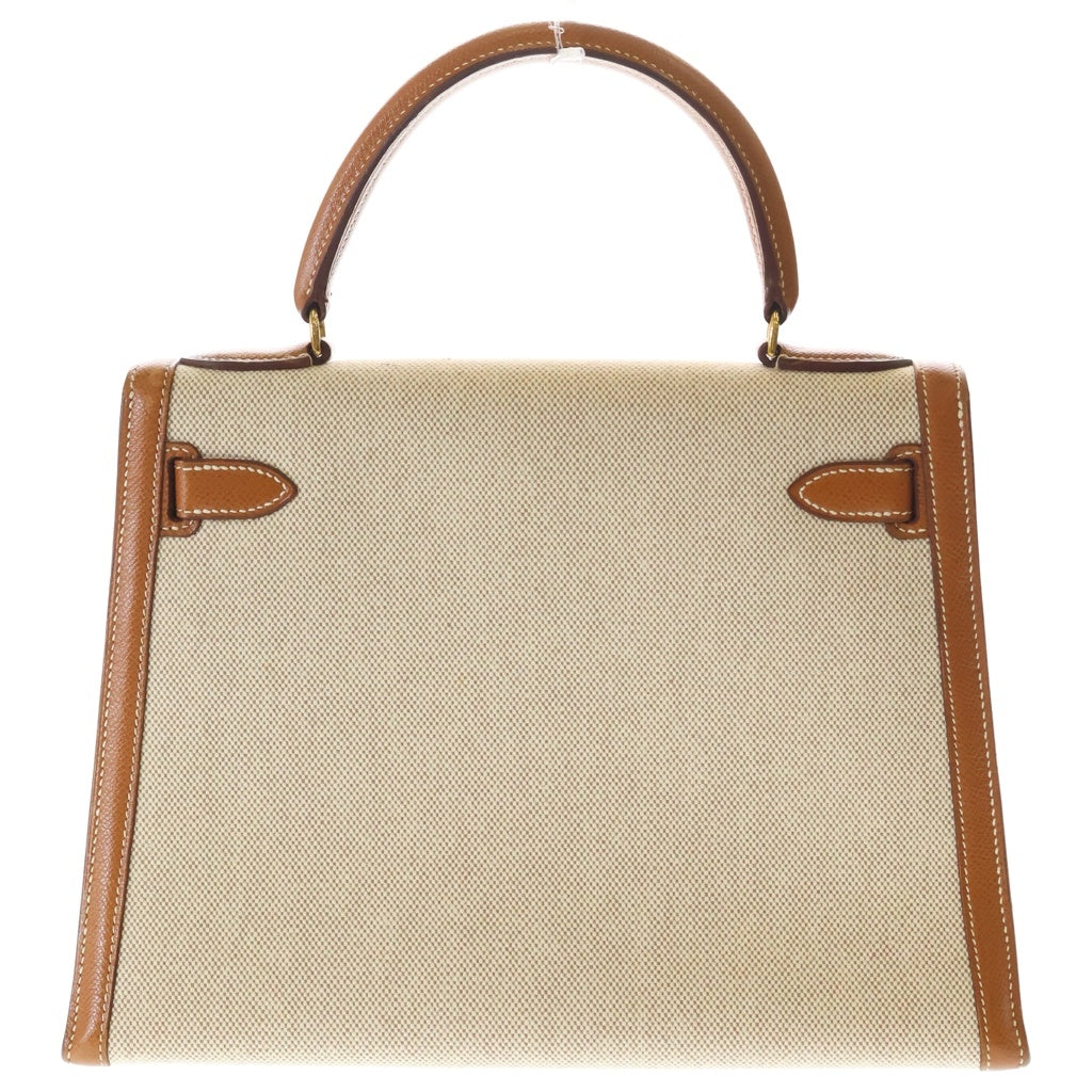 HERMES(エルメス) ケリー28 トワルアッシュ ヴォーガリバー ゴールド金具 2WAY ショルダーバッグ ハンドバッグ 〇U刻印 ナチュラル レディース